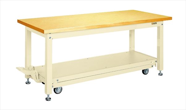 【直送品】 サカエ 重量作業台KWCタイプ(ペダル昇降移動式・6輪車) KWCS-158Q6 (035792) 【大型】