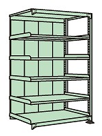 【直送品】 サカエ ラークラックパネル付(150KG/段・連結・6段タイプ) PRLG-2516R (183353) 【特大・送料別】