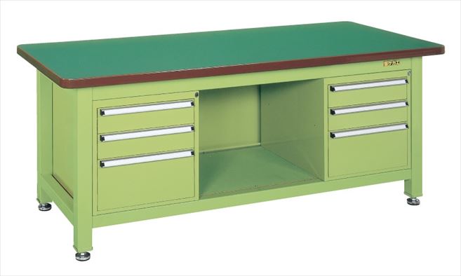 直送品】 サカエ 超重量作業台Wタイプ(キャビネットW-3N×2個付) WF