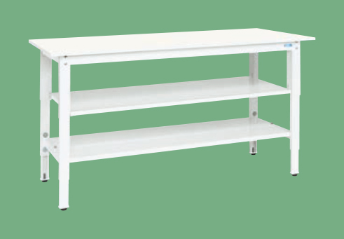 【直送品】 サカエ 軽量高さ調整作業台(抗菌・抗ウイルス天板・中棚中板付) TKK8-127VPWT2 (046447) 【大型】