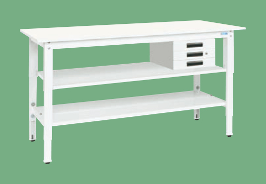 【直送品】 サカエ 軽量高さ調整作業台(抗菌・抗ウイルス天板・中棚中板付) TKK8-187CVPWT2 (046695) 【大型】