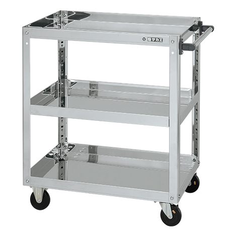 【直送品】 サカエ ステンレススーパーワゴン(本塁式)SUS430 SAP4-7583DCJ (084755) 【大型】 家具、インテリア-ラック、シェルフ、本棚