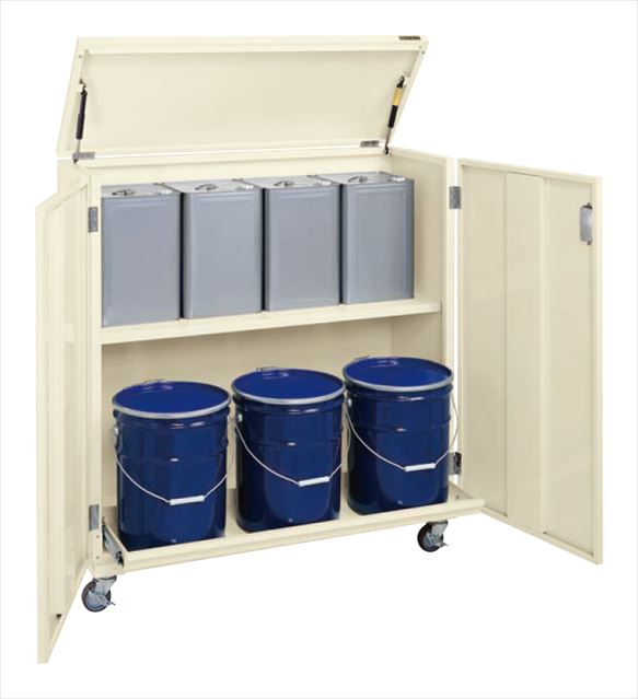 【直送品】 サカエ 一斗缶保管庫(一斗缶・ペール缶兼用タイプ・移動式) KU-ITKBR (143867) 【大型】