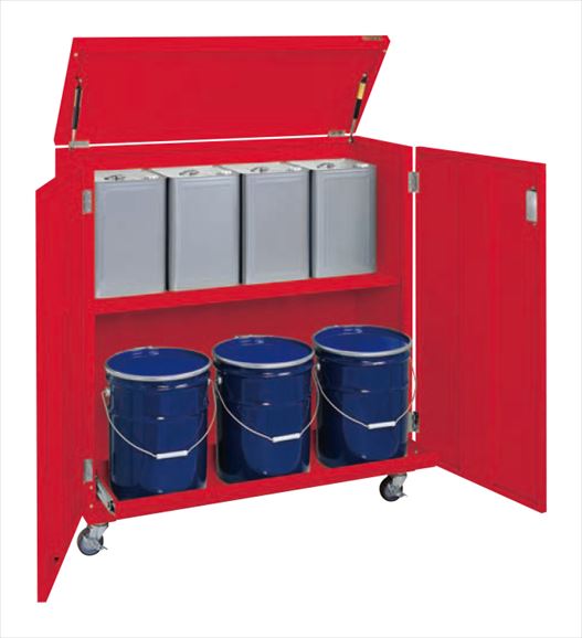 【直送品】 サカエ 一斗缶保管庫(一斗缶・ペール缶兼用タイプ・移動式) KU-ITKDR (143873) 【大型】