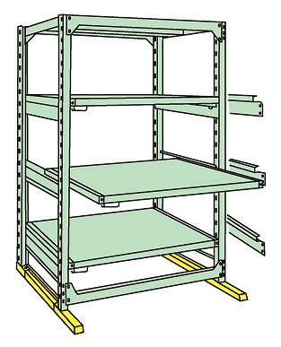 【直送品】 サカエ 中量スライドラック(4段：スライド3段・単体タイプ) MSR-1812L04T (186425) 【特大・送料別】
