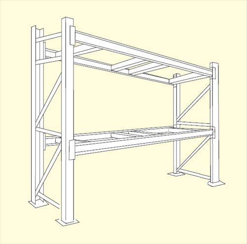【直送品】 サカエ パレットラック(1000kg/段・ビーム2段・H2100MM) HW1-5262 (207114) 【特大・送料別】