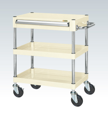 【直送品】 サカエ CSパール手押し車(中量手あい・引き出し付) CSP-7572人工知能学 (324312) 【大型】 スチールラック-ラック、シェルフ、本棚