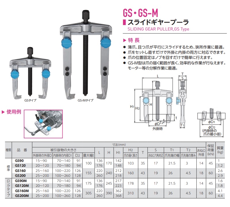 直送品】 スーパーツール スライドギヤープーラ GS160 : 部品屋さん