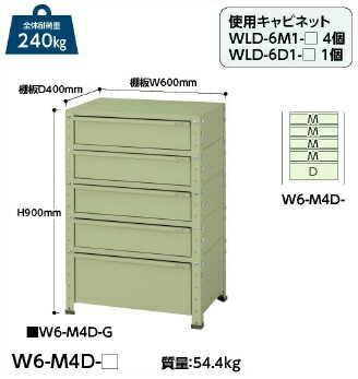 【直送品】 山金工業 ワゴン W6 M4D G 【大型】 :yama w6 m4d g:部品屋さん