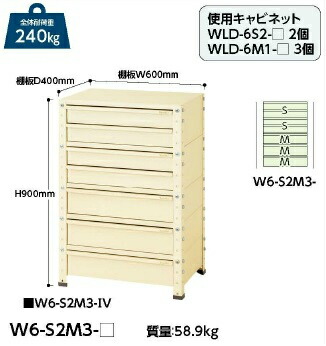 【直送品】 山金工業 ワゴン W6-S2M3-IV 【大型】