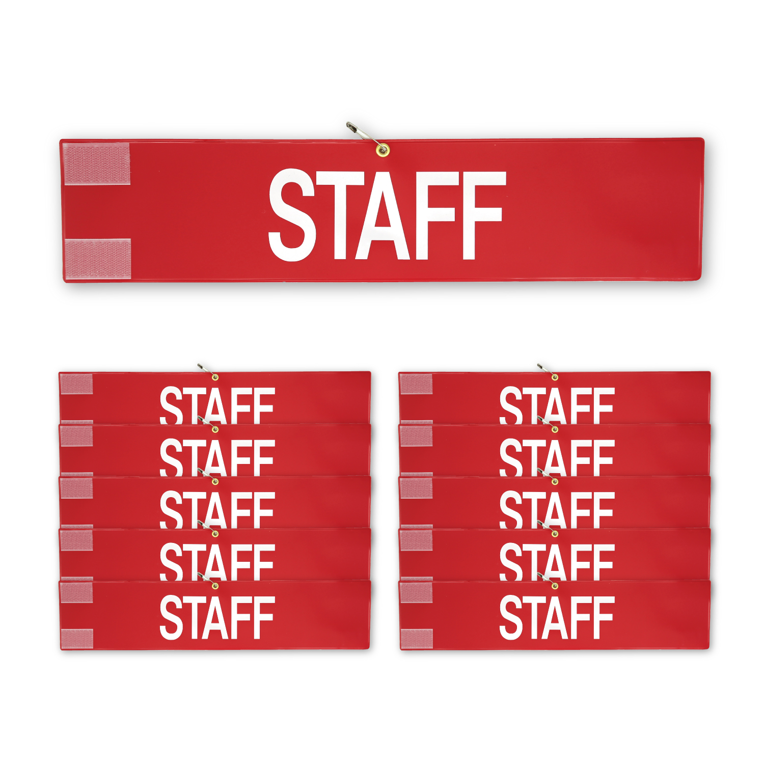 腕章 スタッフ 青 白 赤 黄 10枚セット 日本製 マジックテープ 安全ピン付き イベント 学校 STAFF |  | 02