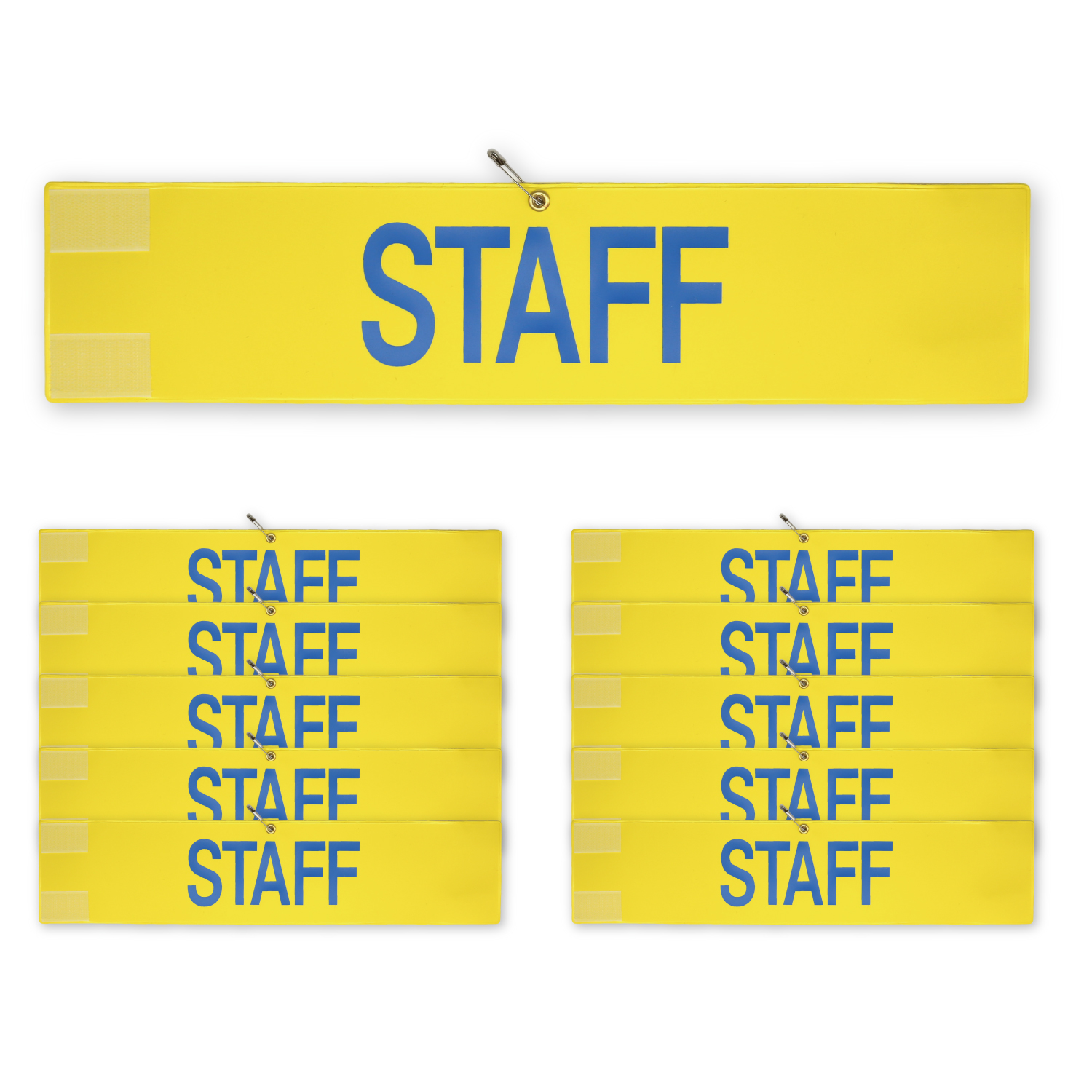 腕章 スタッフ 青 白 赤 黄 10枚セット 日本製 マジックテープ 安全ピン付き イベント 学校 STAFF |  | 03