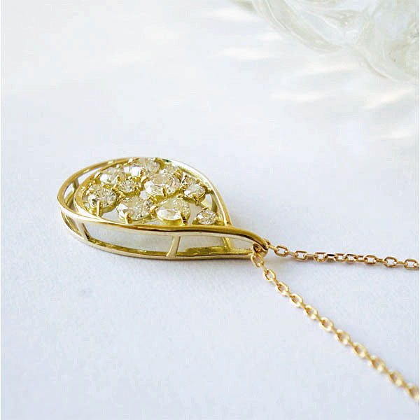 k18 18金 ネックレス ダイヤ ダイヤモンド 0.40ct ツユ 雫 ペンダント