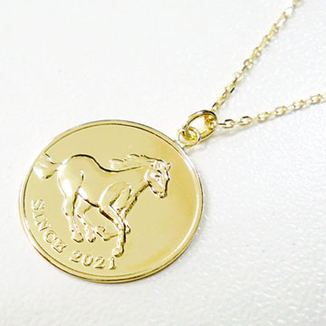 美品 バーバリー コイン ネックレス ラウンド ゴールド ホース 馬 ナイト 美品 バーバリー コイン ネックレス ラウンド ゴールド ホース