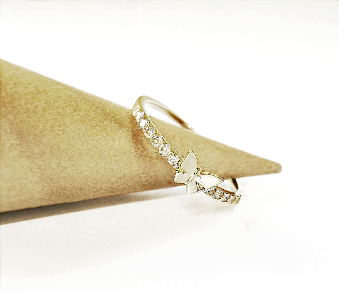 K10 ダイヤモンド エタニティ リング バタフライ ピンキーリング 蝶々