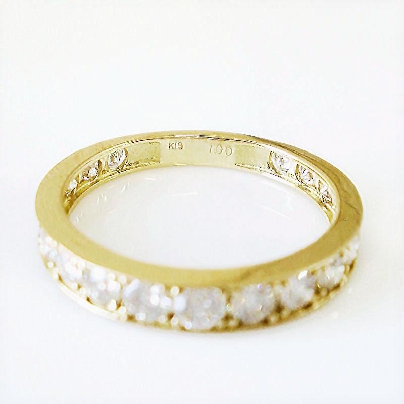k18 エタニティ リング ダイヤモンド 1.0ct ハーフエタニティ 天然