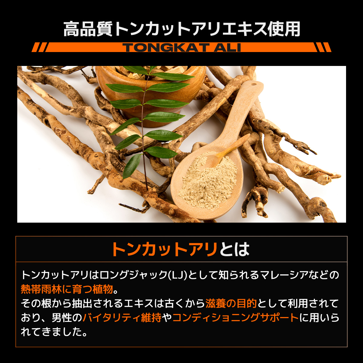 滋養の用途でも使われるトンカットアリエキスを使用