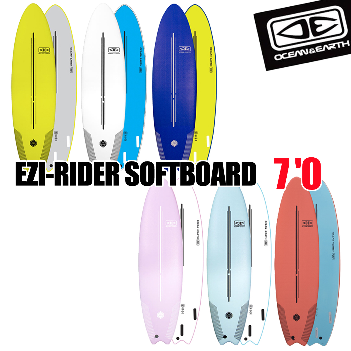 メーカー直送 営業所止め 日時指定不可 サーフィン ソフトボード EZI-RIDER SOFTBOARD 7'0 6カラー フィン付 サーフボード  OCEANEARTH 初心者 ビギナー :oe-ezrsb70:BULLS-SURF - 通販 - Yahoo!ショッピング