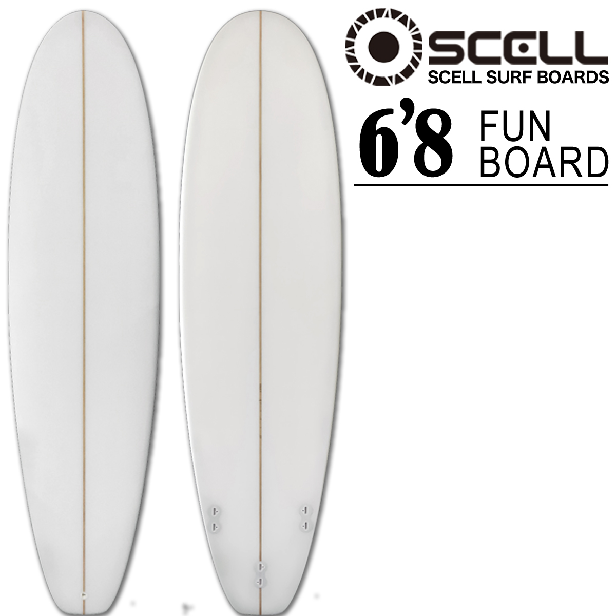 送料無料 SCELL サーフィン サーフボード ファンボード 6'8 クリア ホワイト 白 初心者 フィン付 FCS セカンドボード スカッシュ  ビギナー :sbdf68sq-cl:BULLS-SURF 通販 