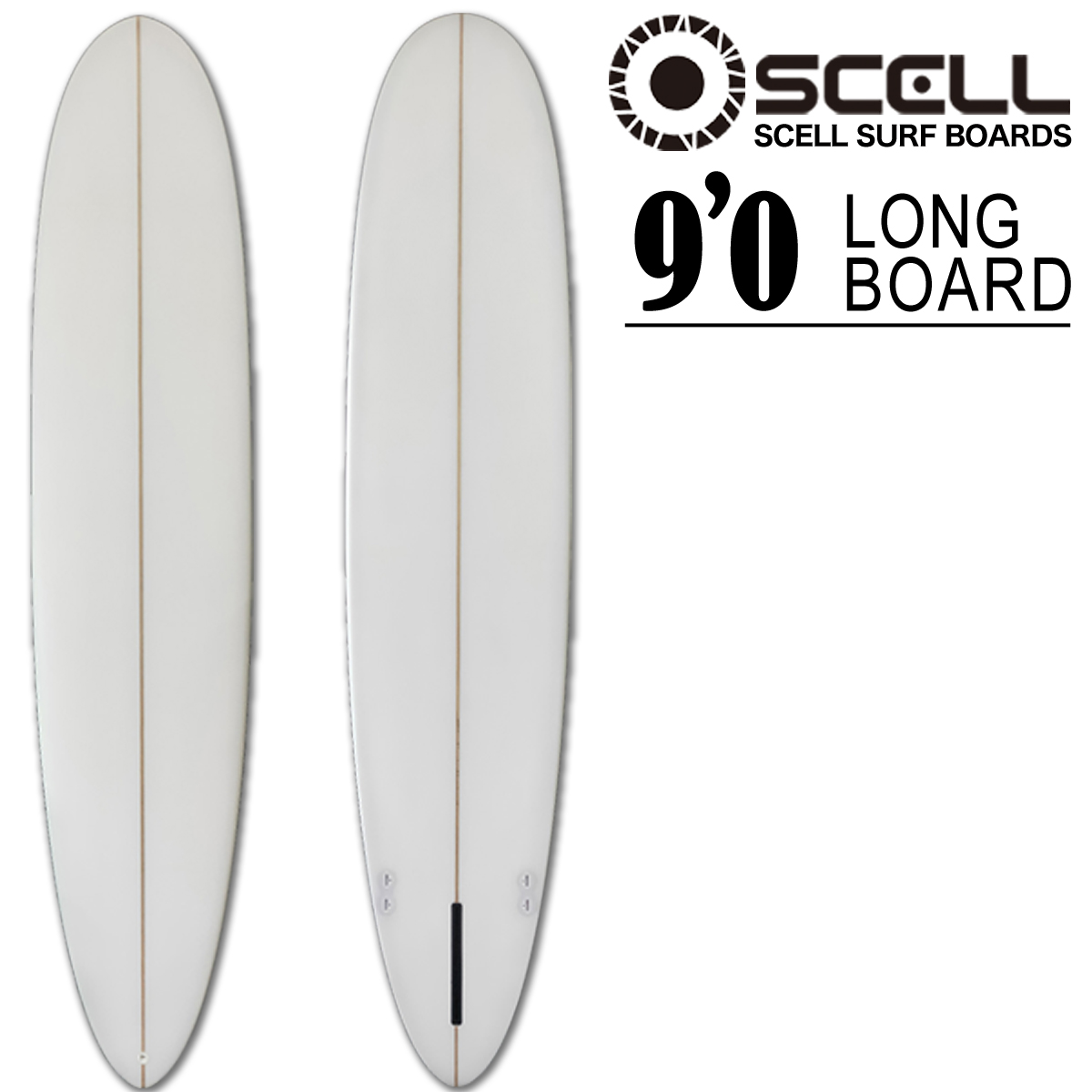 送料無料 SCELL サーフィン サーフボード ロングボード 9'0 クリア ホワイト 白 フィン付 FCS セカンドボード 初心者 ビギナー  :sbdf90pn-cl:BULLS-SURF 通販 