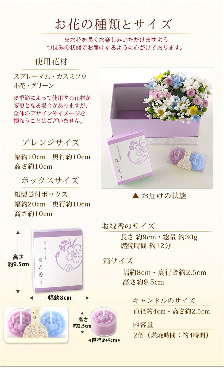 BunBunBee 花 お供え 供花セットボックス 送料無料 ロウソク＆線香