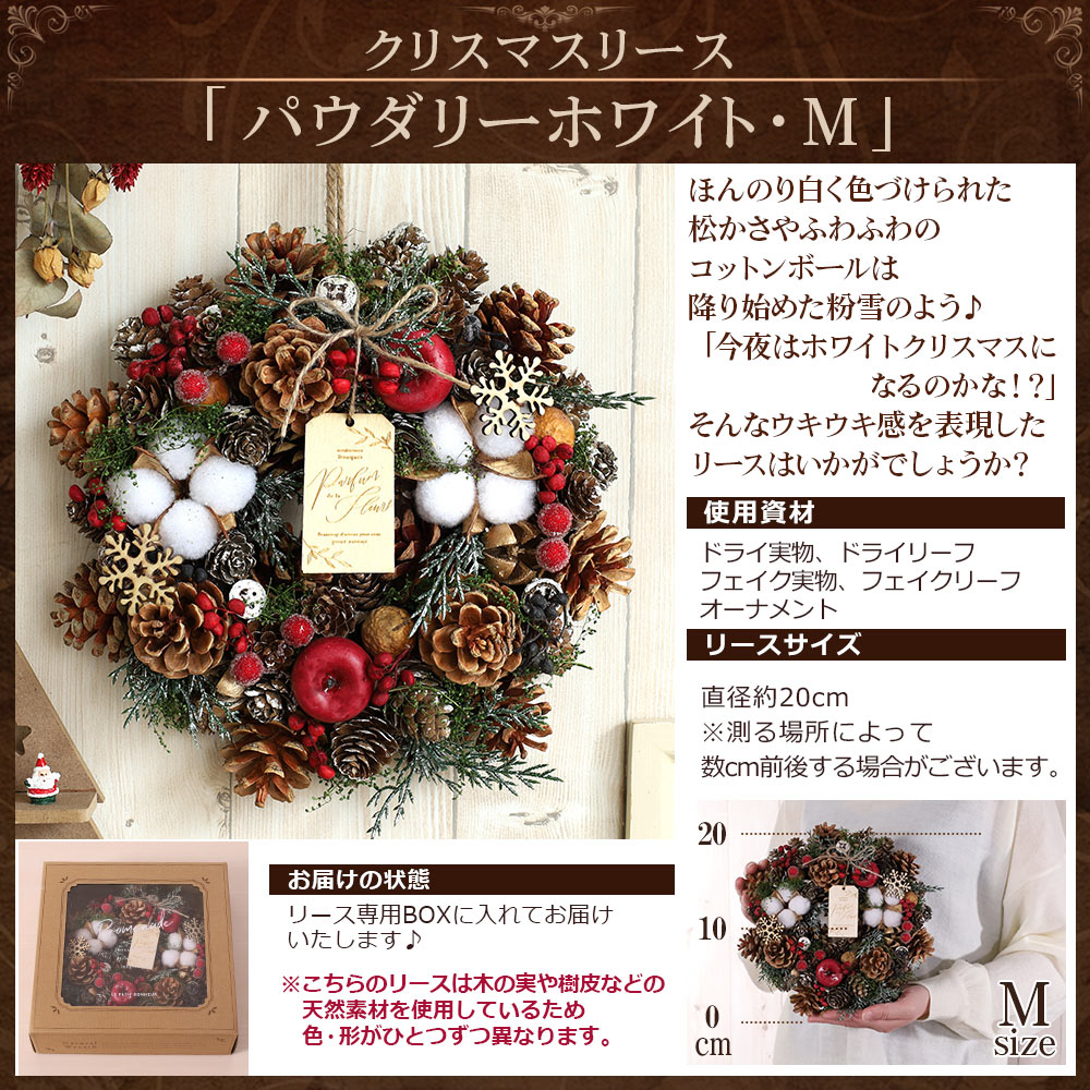 あすつく 14時まで クリスマス リース ナチュラルリース Mサイズ 送料