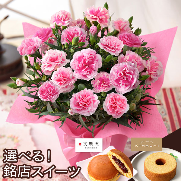 母の日 2026 ギフト プレゼント 花 いつ カーネーション 13種類 ＆ 人気銘店スイーツ セット 母の日2026 キハチ 文明堂 鉢植え 5号鉢 花鉢 イベントギフトF |  | 08