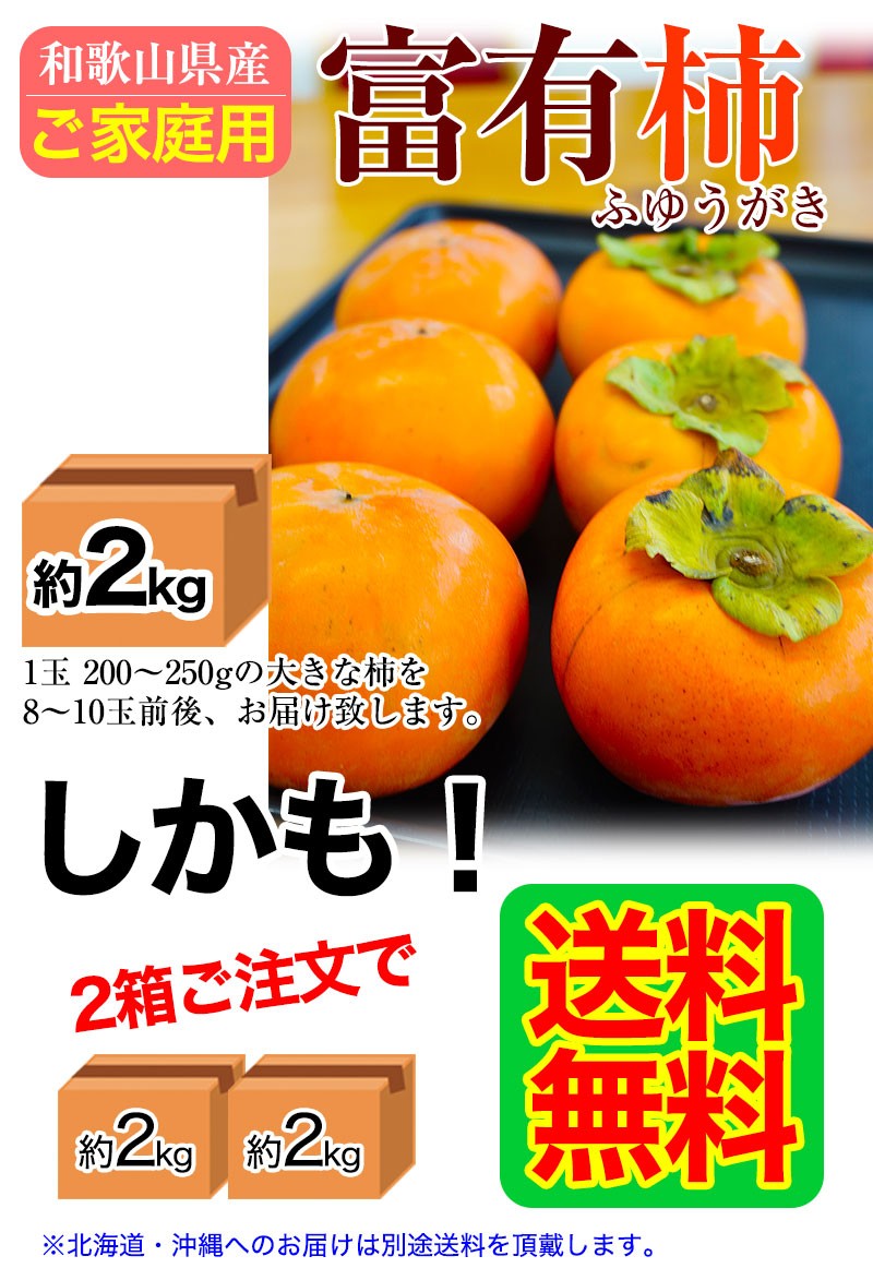 和歌山県産　美味しい　たねなし柿　10kg 硬め　52
