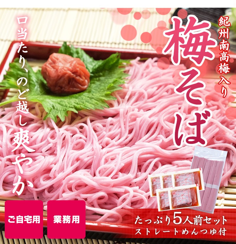 紀州 梅ざるそば 500g（5人前 めんつゆ付）ご家庭用【全国送料無料】 (fy3) :ume-sobacool:紀州ふみこ農園 - 通販 -  Yahoo!ショッピング