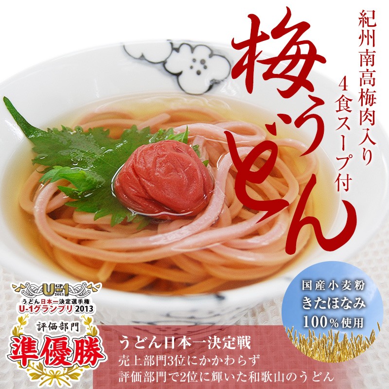 内祝い ギフト 南高梅梅肉入 紀州梅うどん（4食スープ付） (fy3