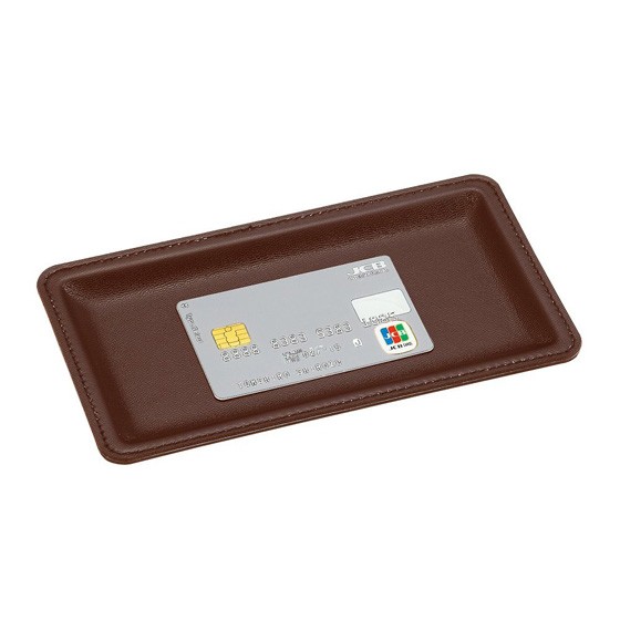 コイントレー レザー調カルトン（小） 茶 キャッシュトレー キャッシュ