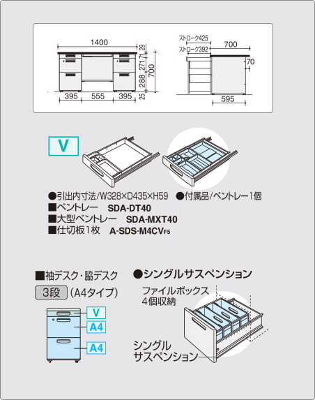 コクヨ SR型デスク両袖左3段右3段 SD-SR147D33F11N3 ファニチャー