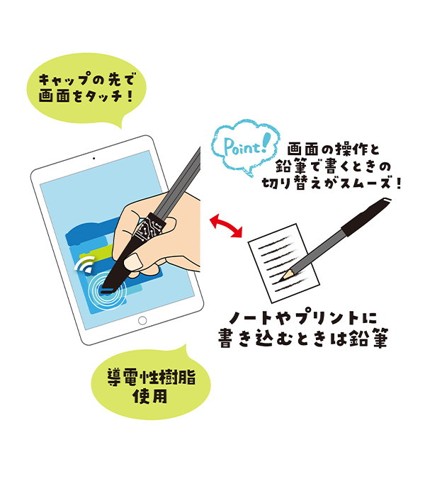 クツワ タッチキャップ+鉛筆セット 2本入り ブルー MT002BL GIGAスク
