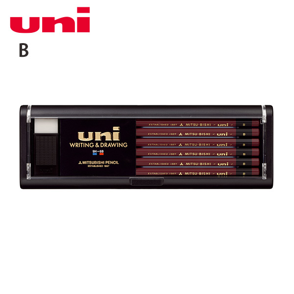 三菱鉛筆 uni ユニ ダース 12本入り ケース付き デッサン 鉛筆画 黒く