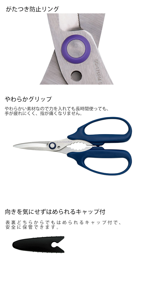 プラス はさみ フィットカットカーブ 万能タイプ SC-175PM ネイビー