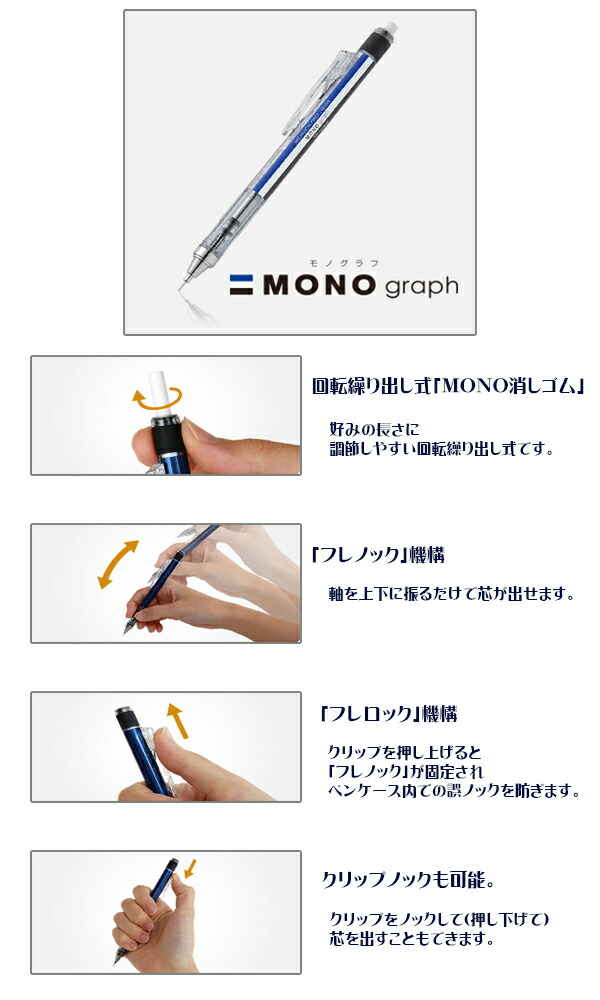 トンボ鉛筆 シャープ モノグラフ 0.5mm ブルー SH-MG41 製図仕様のペン