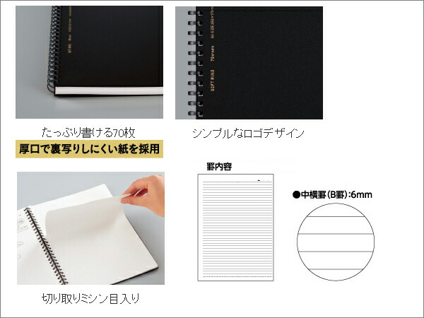 KOKUYO コクヨ ソフトリングノート 中横罫 B罫 カットオフ 30行 KOKUYO コクヨ ソフトリングノート 中横罫 B罫 カットオフ 30行