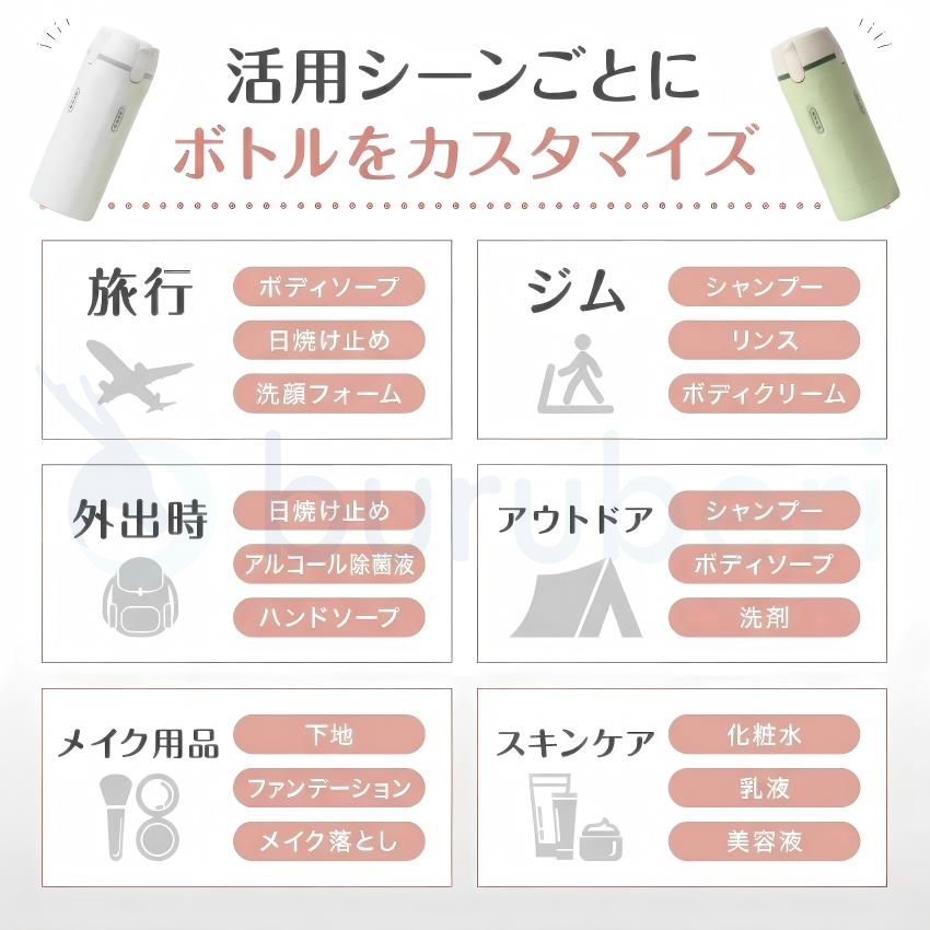  軽量 トラベルボトル 旅行用 詰め替え