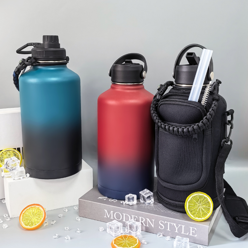 水筒 64oz 1.9リットル 真空断熱 直飲み ストロー 2way スポーツジャグ