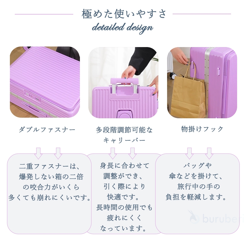 スーツケース フロントオープン 片開き キャリーケース ストッパー USB