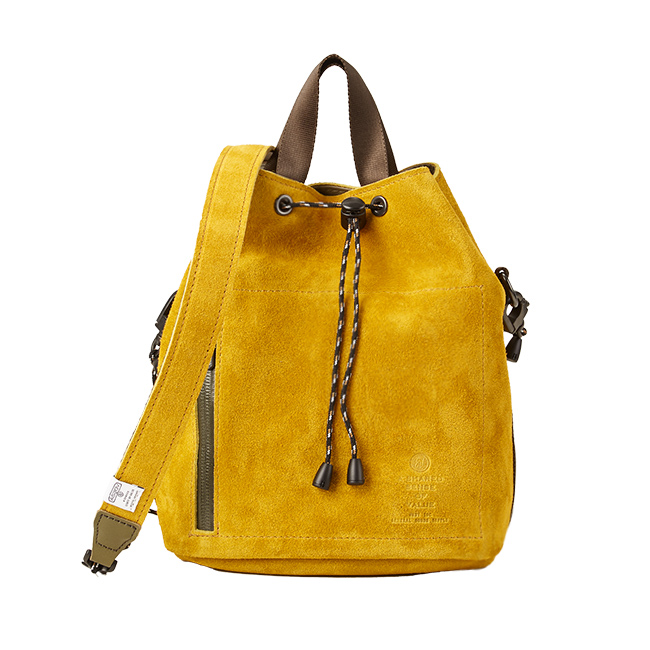 ASSOV アッソブ ウォータープルーフスエード 巾着 ショルダーバッグ WATER PROOF SUEDE DRAWSTRING BAG/BLACKウォータープルーフスエード