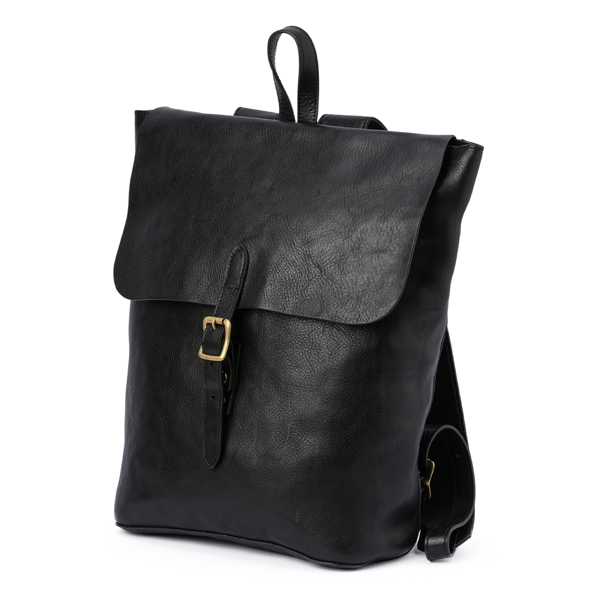 A_W アウ リュック メンズ レディース ブランド レザー 本革 通勤 通学 黒 A4 フラップバックパック デイパック FLAP BACKPACK AB-005 在庫限りの画像