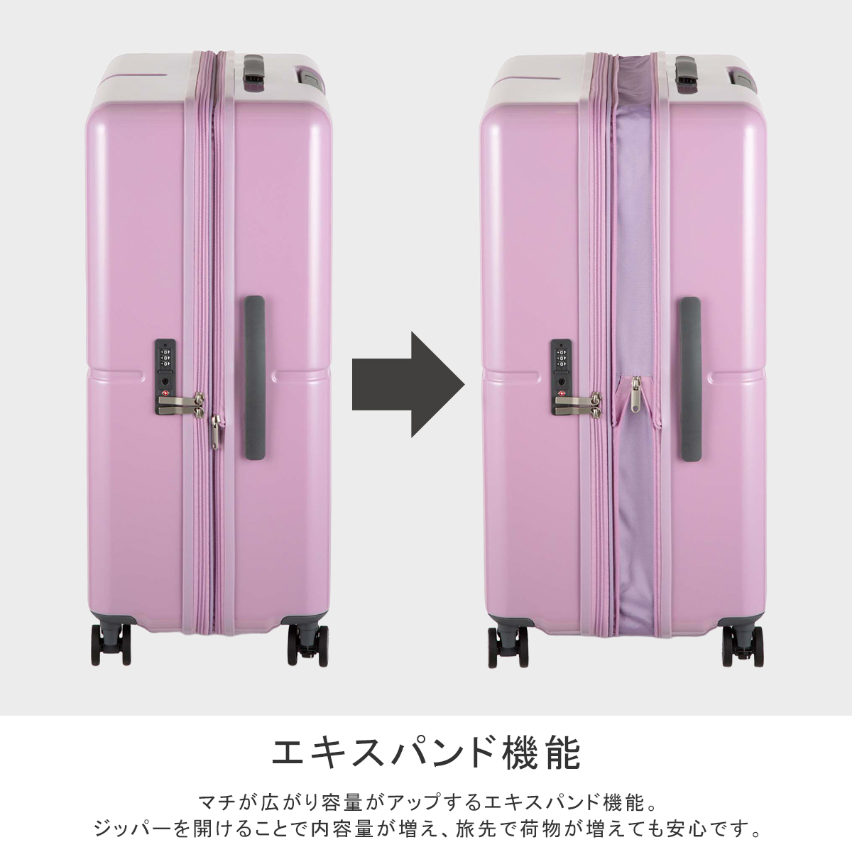 Ace（エース） スーツケース Lサイズ LL XL 89L/106L 大型 大容量 拡張