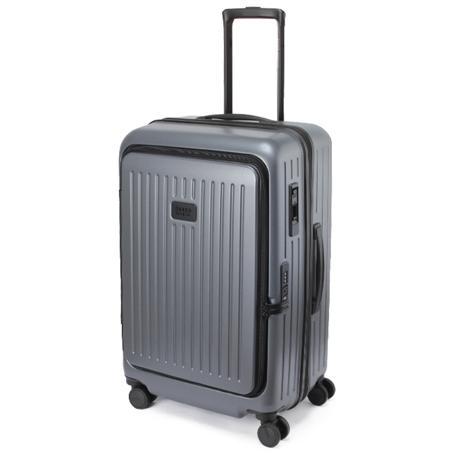 タケオキクチ スーツケース Mサイズ 65L/70.8L 拡張 軽量 フロントドア ブックオープン 深マチ ストッパー シティブラック TAKEO KIKUCHI CITYBLACK CTY004A
