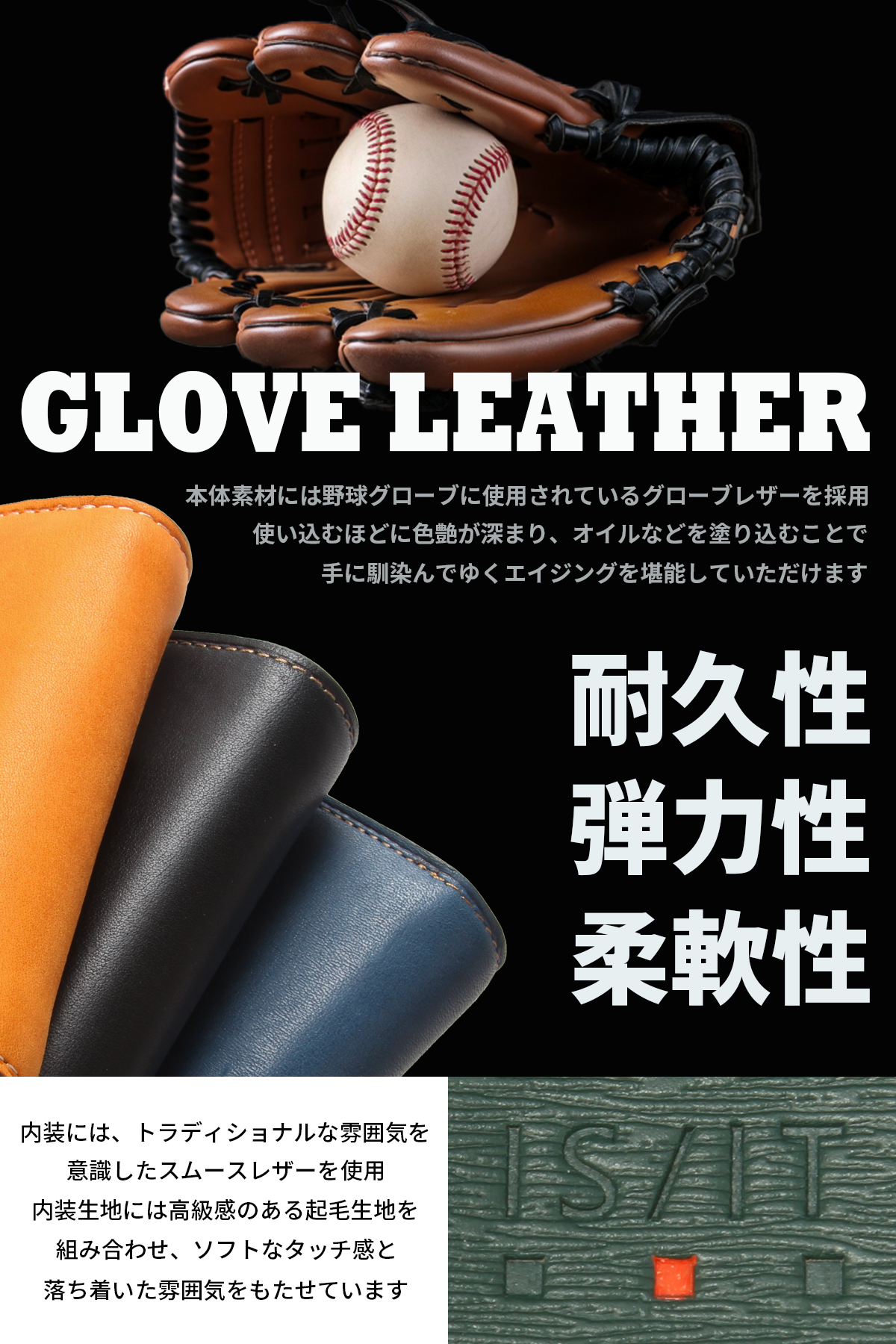 IS/IT（イズイット） 財布 二つ折り財布 本革 ミドルウォレット