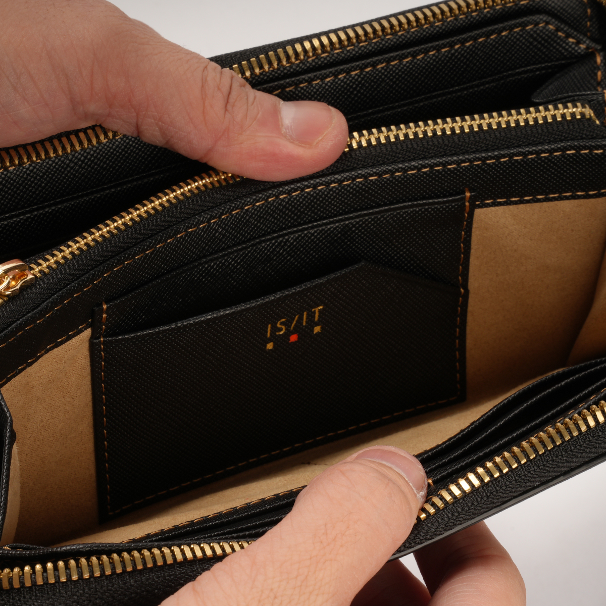 商品レビューで+5%｜IS/IT イズイット 長財布 メンズ ブランド レザー 本革 大容量 大きめ ラウンドファスナー ロングウォレット モノクロ Monochro 967605 IS/IT（イズイット） 長財布 メンズ ブランド レザー 本革 大容量