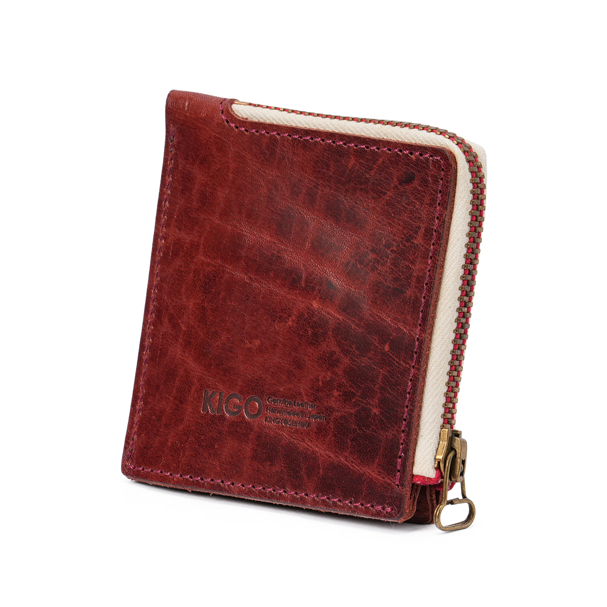 商品レビューで+5%｜キゴ ウォレット 財布 二つ折り財布 本革 L字ファスナー メンズ ブランド KIGO Wallet KGWT1830-BUL キゴ ウォレット 財布 二つ折り財布 本革 L字ファスナー メンズ