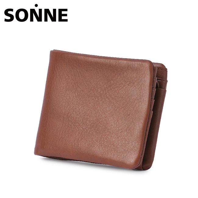 【新品・牛革】SONNE 二つ折り財布 本革 ソフトレザー ブラウン SONNE（ゾンネ） 二つ折り財布 メンズ レディース ブランド 本革 軽量