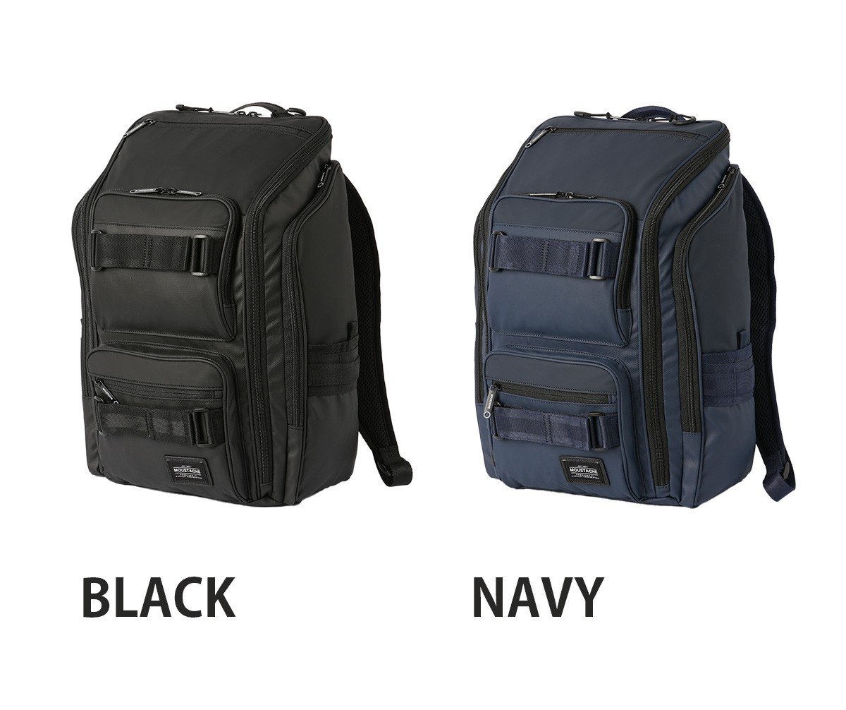 商品レビューで+5%｜ムスタッシュ リュック メンズ レディース ブランド 撥水 通学 通勤 旅行 出張 黒 スクエア ボックス型 バックパック デイパック 24L A4 MOUSTACHE VYP 4962 MOUSTACHE（ムスタッシュ） リュック メンズ レディース ブランド 撥水