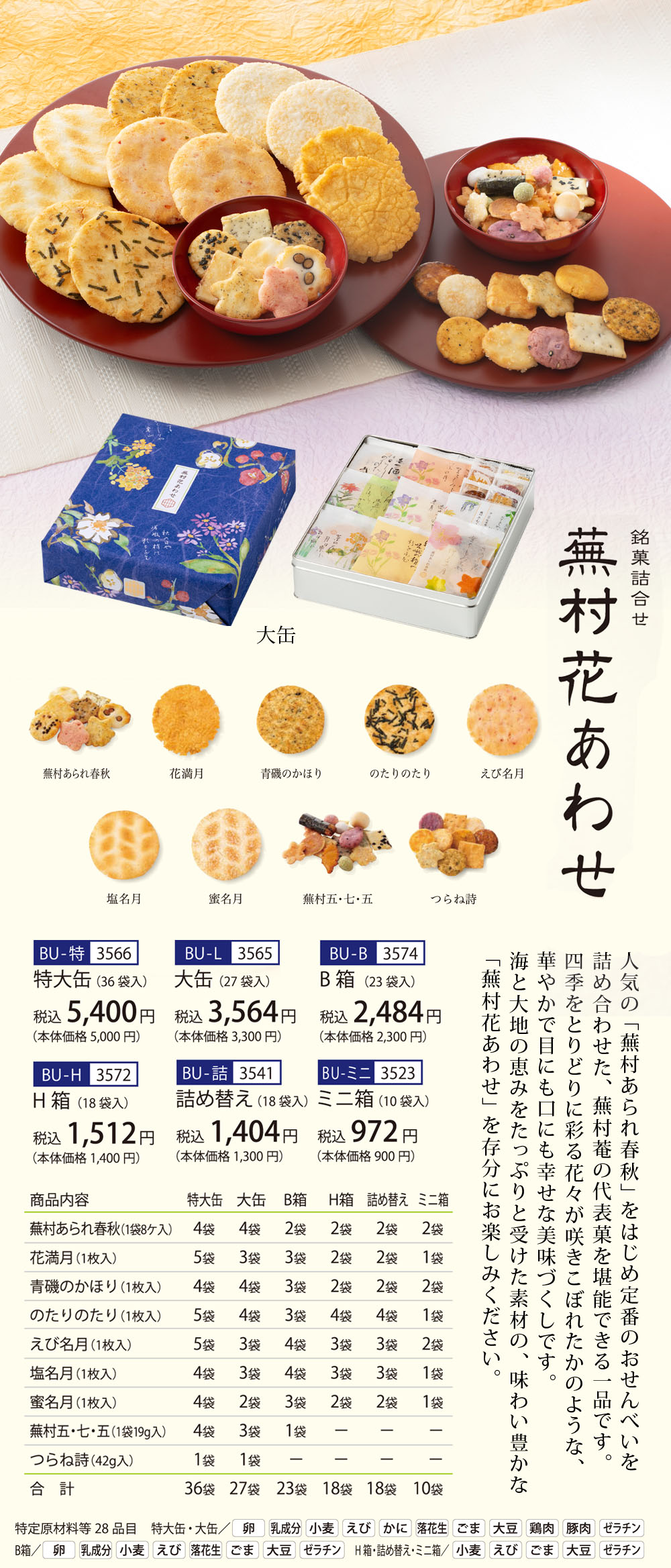銘菓詰め合わせ 蕪村花あわせ